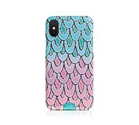 Tirita Hard Phone Case Cover Compatible with iPhone 12 Pro Max PRINTED GLITTER, NOT REAL GLITTER Mermaid Tail Skin Scales Turquoise Pink Silver