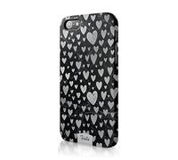 Tirita Hard Phone Case Cover Compatible with iPhone 12 Pro Max PRINTED GLITTER, NOT REAL GLITTER Silver and Black Marble Silver Foil Hearts