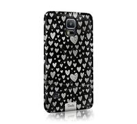 Tirita Hard Phone Case Cover Compatible with Samsung Galaxy S20 Plus PRINTED GLITTER, NOT REAL GLITTER Silver and Black Marble Silver Foil Hearts