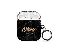 Tirita Personalised Case Compatible with Apple AirPods 4th generation, Support Wireless Charging with Key Ring Clip [19 - Animal Print Marble Leopard Cheetah]