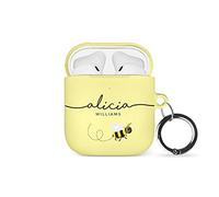 Tirita Personalised Case Compatible with Apple AirPods Pro 2nd generation, Support Wireless Charging with Key Ring Clip [27 - Busy Bee Honey Bees]