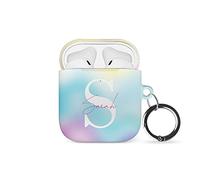 Tirita Personalised Case/Cover compatible with Apple AirPods 1 & 2 Earpods [04 - Iridescent Rainbow Swirl]