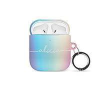 Tirita Personalised Case/Cover compatible with Apple AirPods 1 & 2 Earpods [20 - Psychedelic Rainbow Pastel Colours]