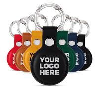 Tirita Personalised Case Custom Logo Picture Image Keyring Holder Compatible with Apple AirTag - Corporate Gifting Presentation Case with Key Ring for Apple Air Tag [01- Logo Image on Black]