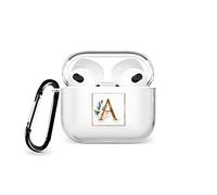 Tirita Personalised Custom Case Compatible with Apple AirPods 4th gen, Support Wireless Charging, with Carabiner, Front LED Visible [11- Golden Monogram Rose]