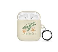 Tirita Personalised Custom Case Compatible with Apple AirPods Pro 1st generation, Support Wireless Charging, with Carabiner [07- Turtles And Seashells]