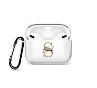 Tirita Personalised Custom Case Compatible with Apple AirPods Pro 1st generation, Support Wireless Charging, with Carabiner, Front LED Visible [06- Golden Monogram]