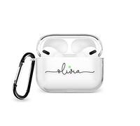 Tirita Personalised Custom Case Compatible with Apple AirPods Pro 2nd generation, Support Wireless Charging, with Carabiner, Front LED Visible [03- Name Handwritten]
