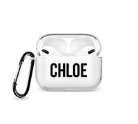 Tirita Personalised Custom Case Compatible with Apple AirPods Pro 2nd generation, Support Wireless Charging, with Carabiner, Front LED Visible [01- Name Bold Black]
