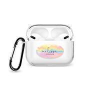 Tirita Personalised Custom Case Compatible with Apple AirPods Pro 2nd generation, Support Wireless Charging, with Carabiner, Front LED Visiblel [18- Iridescent Pastel]