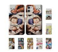 Tirita Personalised Custom Photo Wallet Flip Phone Case Compatible with iPhone 13 - [03- Three Photos Collage Horizontal]