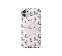Tirita Personalised Initials Custom Hard Phone Case Compatible with iPhone 11 Hard Cover Watercolour Roses Spring Flower Garden
