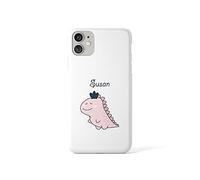 Tirita Personalised Initials Custom Hard Phone Case Compatible with iPhone 11 Pro Max Chubby Dinosaur Pink Dino Qeen