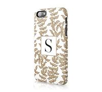 Tirita Personalised Initials Custom Hard Phone Case Compatible with iPhone 12 & 12 Pro PRINTED GLITTER, NOT REAL GLITTER Floral Flowers Black and White Gold B&W