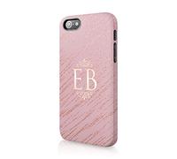 Tirita Personalised Initials Custom Hard Phone Case Compatible with iPhone 12 & 12 Pro PRINTED GLITTER, NOT REAL GLITTER Jewel Metallic Waves Pink Stripes