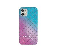Tirita Personalised Initials Custom Hard Phone Case Compatible with iPhone 12 Mini PRINTED GLITTER, NOT REAL GLITTER Mermaid Tail Skin Scales Vanilla Sky Ombre