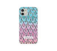 Tirita Personalised Initials Custom Hard Phone Case Compatible with iPhone 12 Pro Max PRINTED GLITTER, NOT REAL GLITTER Mermaid Tail Skin Scales Turquoise Pink Silver