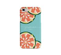 Tirita Personalised Initials Custom Hard Phone Case Compatible with iPhone 7 Plus & 8 Plus Hard Cover Summer Tropical Fruit Scrapbook Wild Orange Slice