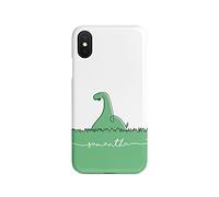 Tirita Personalised Initials Custom Hard Phone Case Compatible with iPhone X & Xs Chubby Dinosaur Long Neck Dino