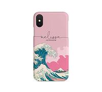 Tirita Personalised Initials Custom Hard Phone Case Compatible with iPhone X & Xs Masterpiece Art Famous Artist Hokusai Great Wave off Kanagawa
