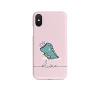 Tirita Personalised Initials Custom Hard Phone Case Compatible with iPhone Xr Chubby Dinosaur Dino Roar