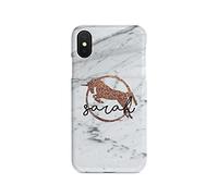 Tirita Personalised Initials Custom Hard Phone Case Compatible with iPhone Xs Max PRINTED GLITTER, NOT REAL GLITTER Magical Creatures Unicorn Fairy Phoenix Mermaid