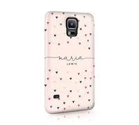 Tirita Personalised Initials Custom Hard Phone Case Compatible with Samsung Galaxy S10 Love Floating Falling Hearts Rain Polka