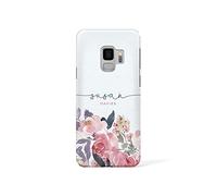 Tirita Personalised Initials Custom Hard Phone Case Compatible with Samsung Galaxy S10 Plus Hard Cover Watercolour Roses Spring Flower Garden