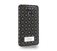Tirita Personalised Initials Custom Hard Phone Case Compatible with Samsung Galaxy S10 Plus PRINTED GLITTER, NOT REAL GLITTER Floral Flowers Black and White Gold B&W