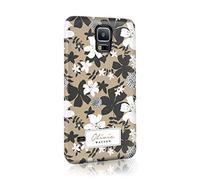 Tirita Personalised Initials Custom Hard Phone Case Compatible with Samsung Galaxy S10 PRINTED GLITTER, NOT REAL GLITTER Floral Flowers Black and White Gold B&W