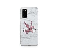 Tirita Personalised Initials Custom Hard Phone Case Compatible with Samsung Galaxy S20 Plus PRINTED GLITTER, NOT REAL GLITTER Magical Creatures Marble Pink Flying Unicorn