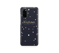 Tirita Personalised Initials Custom Hard Phone Case Compatible with Samsung Galaxy S20 Plus PRINTED GLITTER, NOT REAL GLITTER Modern Trends Navy Star Confetti