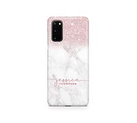 Tirita Personalised Initials Custom Hard Phone Case Compatible with Samsung Galaxy S20 PRINTED GLITTER, NOT REAL GLITTER Artistic Bling Space Showy Glamorous Twinkle