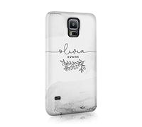 Tirita Personalised Initials Custom Hard Phone Case Compatible with Samsung Galaxy S20 PRINTED GLITTER, NOT REAL GLITTER Handwritten Stone Botanical Nature Wreath