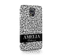 Tirita Personalised Initials Custom Hard Phone Case Compatible with Samsung Galaxy S20 PRINTED GLITTER, NOT REAL GLITTER Animal Print Bling Monochrome black Leopard