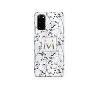 Tirita Personalised Initials Custom Hard Phone Case Compatible with Samsung Galaxy S20 Ultra PRINTED GLITTER, NOT REAL GLITTER Marble Gold Monochrome Floral