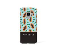 Tirita Personalised Initials Custom Hard Phone Case Compatible with Samsung Galaxy S6 Hard Cover Summer Tropical Fruit Scrapbook Papaya fuit