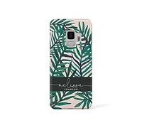 Tirita Personalised Initials Custom Hard Phone Case Compatible with Samsung Galaxy S7 Edge Hard Cover Summer Tropical Seaside Paradise Palm Leaves Scrapbook