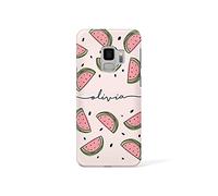Tirita Personalised Initials Custom Hard Phone Case Compatible with Samsung Galaxy S7 Edge Hard Cover Summer Tropical Seaside Paradise Watermelon Hello Summer