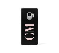 Tirita Personalised Initials Custom Hard Phone Case Compatible with Samsung Galaxy S7 Edge PRINTED GLITTER, NOT REAL GLITTER Fashion Stylish Monogram Baby Pink Font