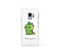 Tirita Personalised Initials Custom Hard Phone Case Compatible with Samsung Galaxy S8 Plus Chubby Dinosaur Happy Dino