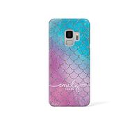 Tirita Personalised Initials Custom Hard Phone Case Compatible with Samsung Galaxy S8 Plus PRINTED GLITTER, NOT REAL GLITTER Mermaid Tail Skin Scales Vanilla Sky Ombre