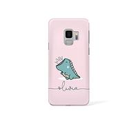 Tirita Personalised Initials Custom Hard Phone Case Compatible with Samsung Galaxy S9 Plus Chubby Dinosaur Dino Roar