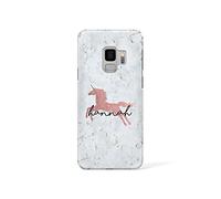 Tirita Personalised Initials Custom Hard Phone Case Compatible with Samsung Galaxy S9 Plus PRINTED GLITTER, NOT REAL GLITTER Magical Creatures Unicorn Fairy Phoenix Mermaid