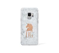 Tirita Personalised Initials Custom Hard Phone Case Compatible with Samsung Galaxy S9 Plus PRINTED GLITTER, NOT REAL GLITTER Magical Creatures Unicorn Fairy Phoenix Mermaid