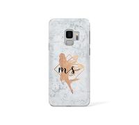 Tirita Personalised Initials Custom Hard Phone Case Compatible with Samsung Galaxy S9 Plus PRINTED GLITTER, NOT REAL GLITTER Magical Creatures Unicorn Fairy Phoenix Mermaid