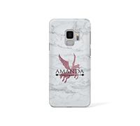 Tirita Personalised Initials Custom Hard Phone Case Compatible with Samsung Galaxy S9 Plus PRINTED GLITTER, NOT REAL GLITTER Magical Creatures Unicorn Fairy Phoenix Mermaid