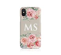 Tirita Personalised Initials Custom Hard Phone Case Cover Compatible with iPhone 12 Mini Beautiful Splash Color Pink Summer Roses