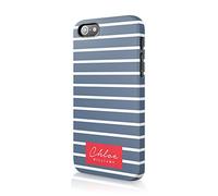 Tirita Personalised Initials Custom Hard Phone Case Cover Compatible with iPhone 12 Mini Floral Summer Chic Horizontal Navy Stripes