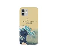 Tirita Personalised Initials Custom Hard Phone Case Cover Compatible with iPhone 12 Mini Japanese Art Hokusai The Great Wave off Kanagawa
